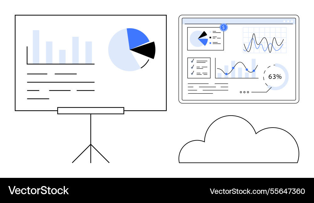 Data analysis with graphs displayed Data analysis with graphs displayed vector image