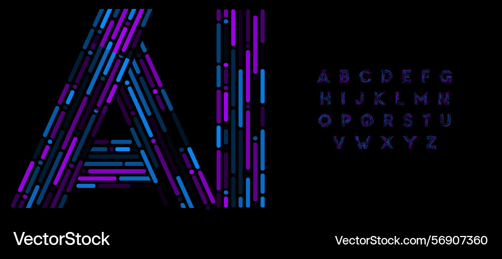 Digital futuristic alphabet abstract linear font Digital futuristic alphabet abstract linear font vector image