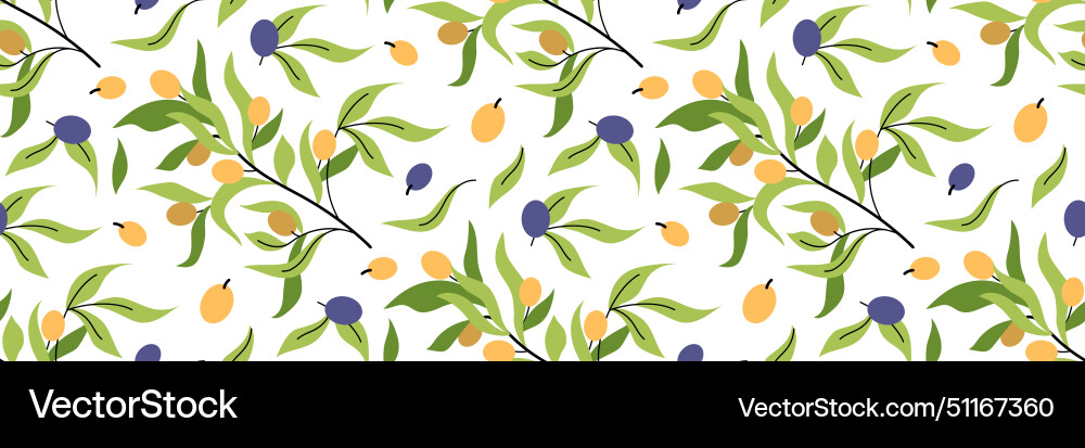 Olive branches seamless pattern white background Vector Image