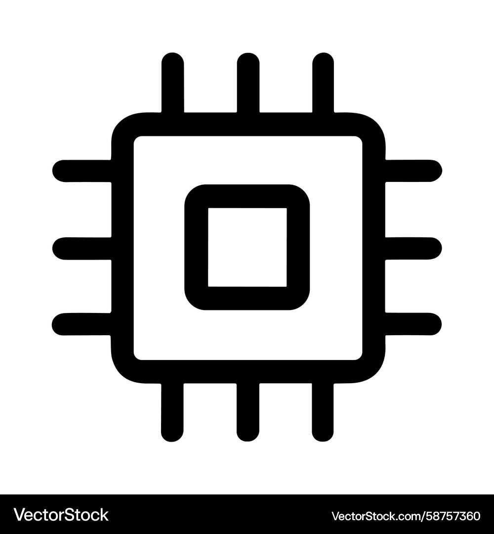 Simple bold line style microchip central Vector Image