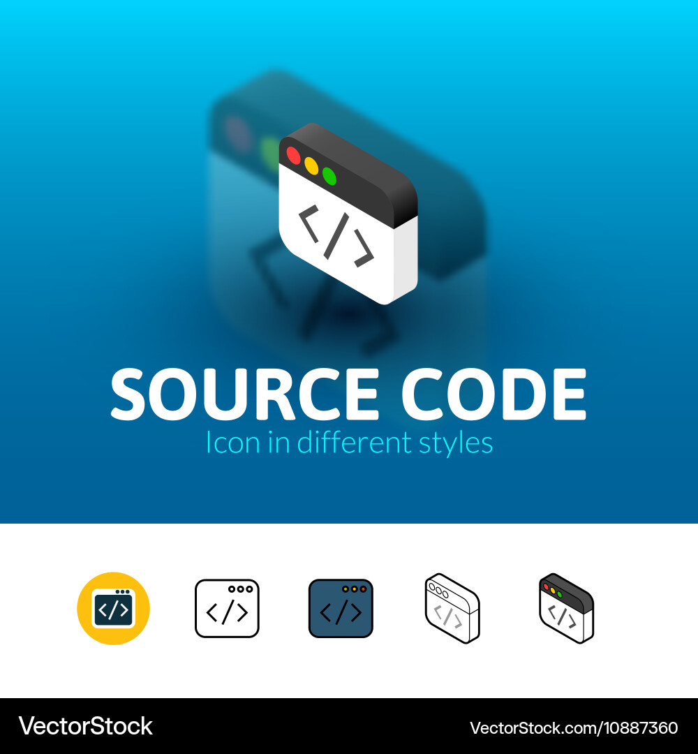 Source code icon in different style Vector Image