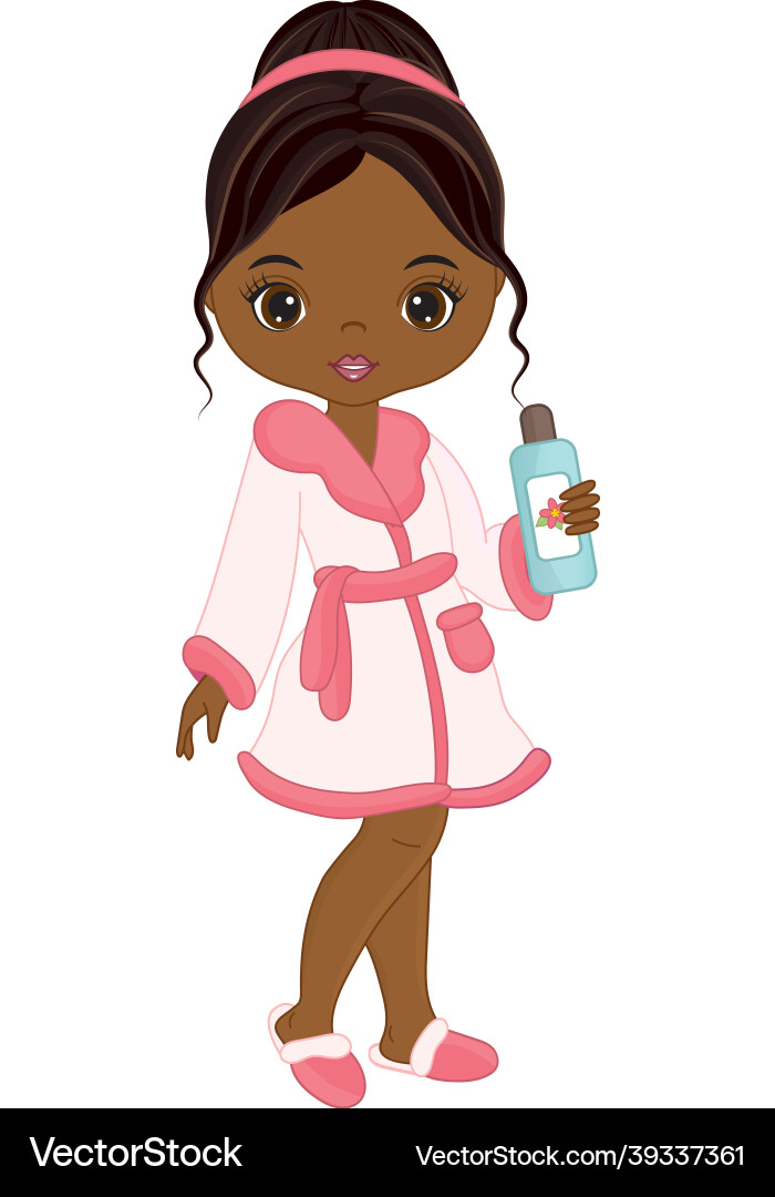 Cute spa african american girl holding shampoo Cute spa african american girl holding shampoo vector image