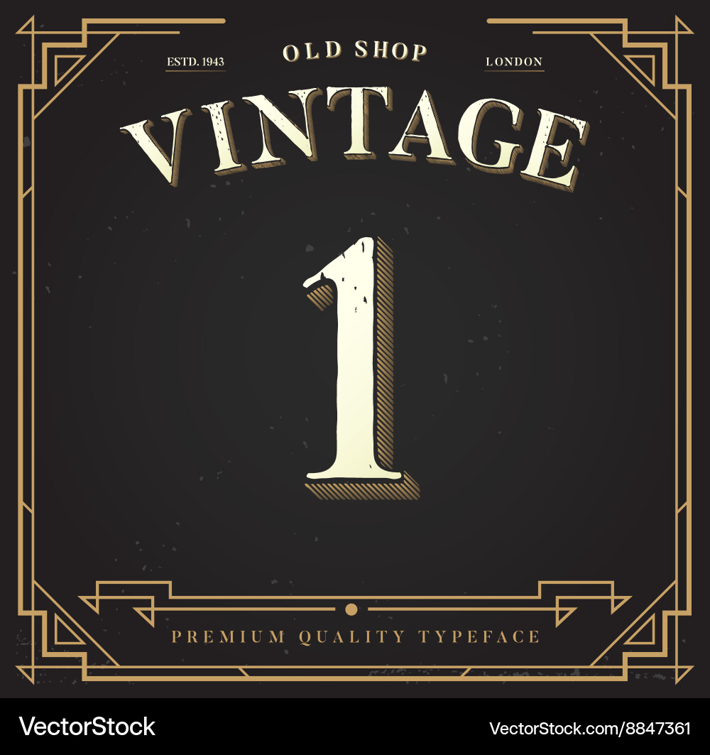 Elegant Number Font - Retro Style Vector Image