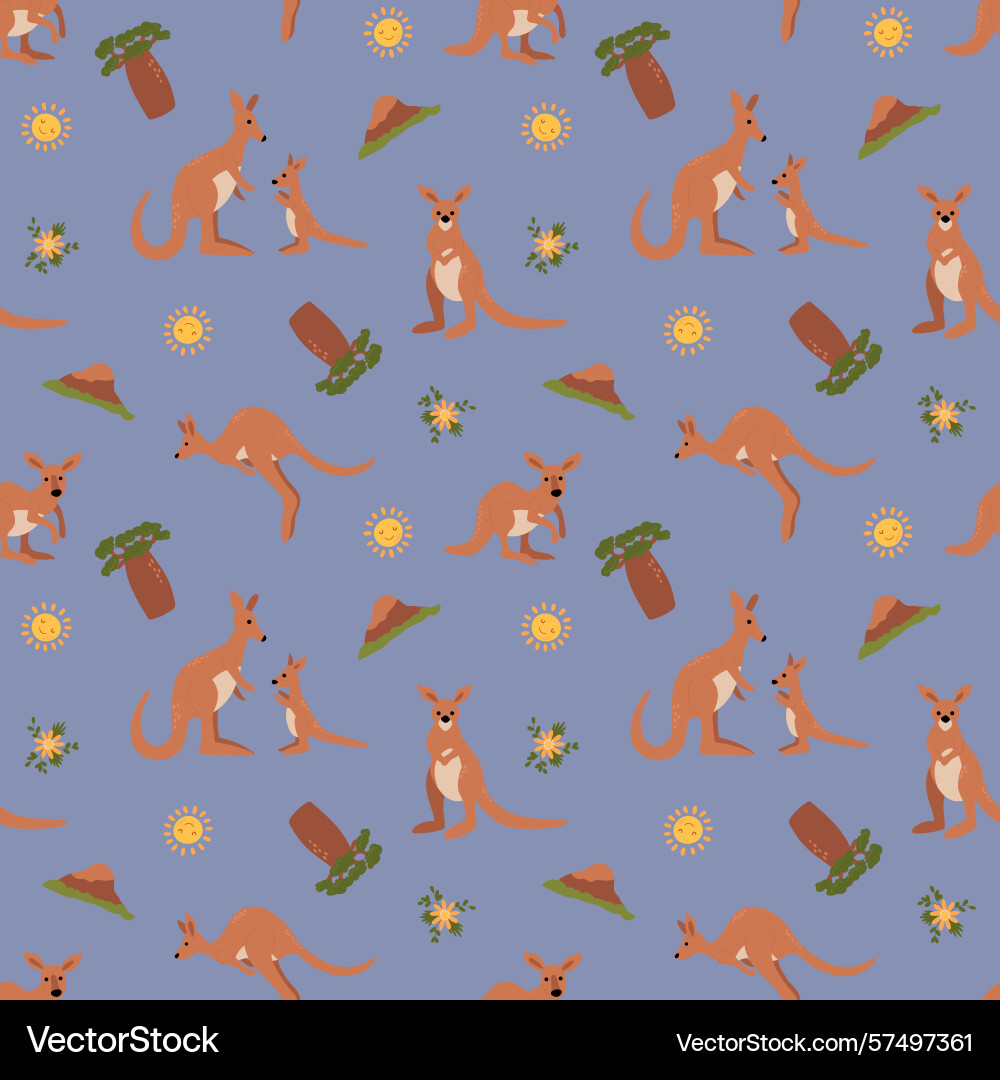 Kangaroo and joey seamless pattern Kangaroo and joey seamless pattern vector image