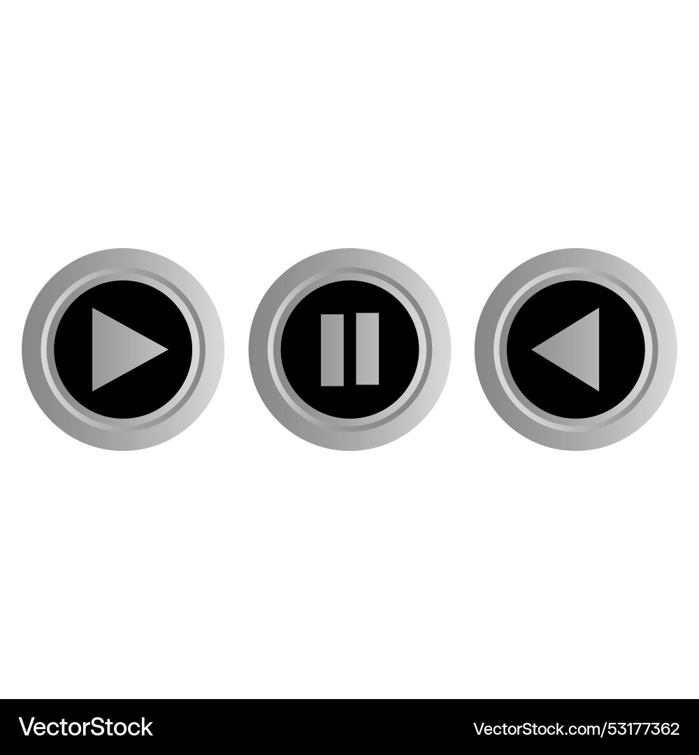 Black plastic player navigation buttons set Black plastic player navigation buttons set vector image