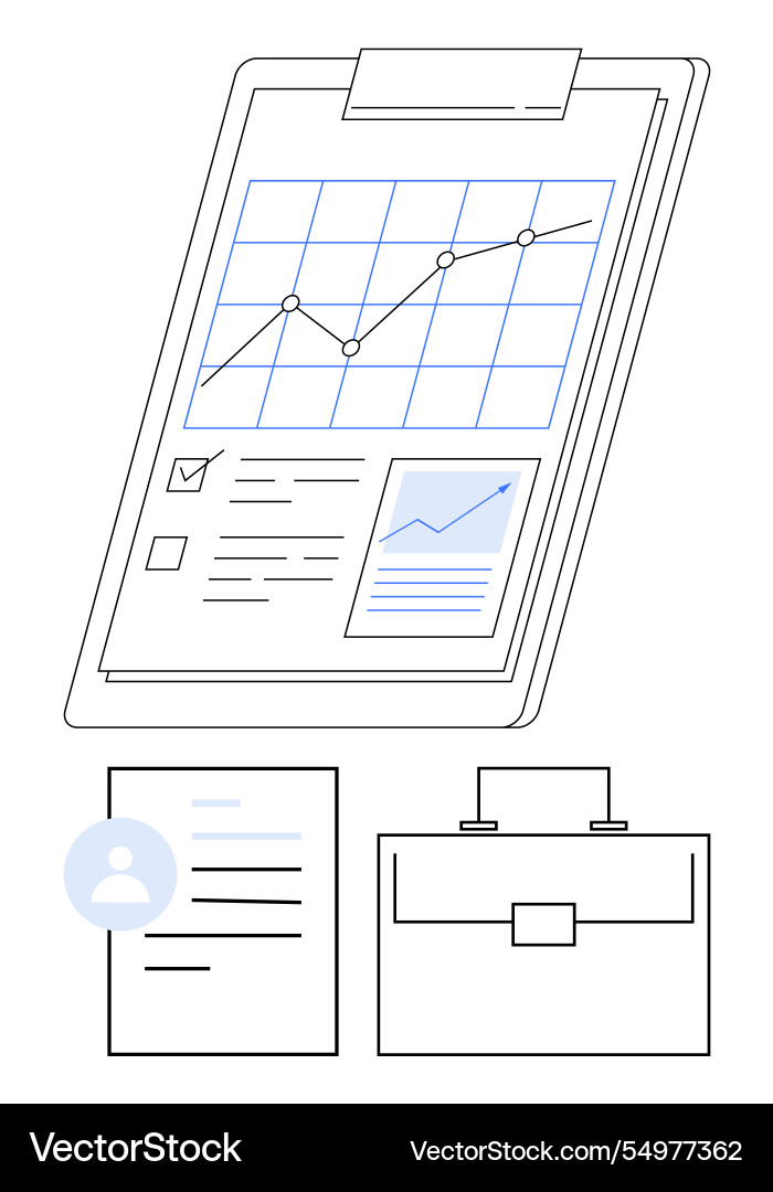 Business performance report with graph documents Business performance report with graph documents vector image