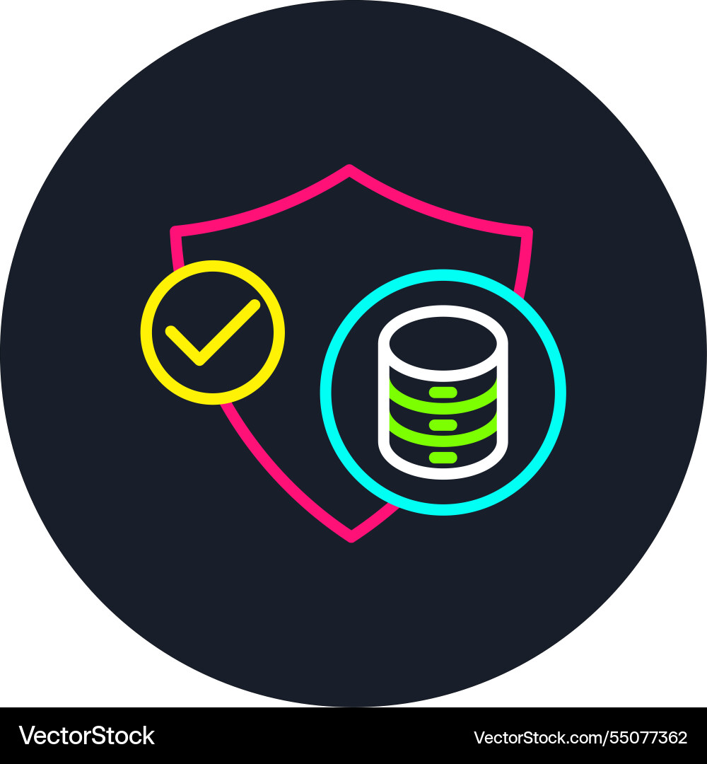 Database security line multi color icon Vector Image