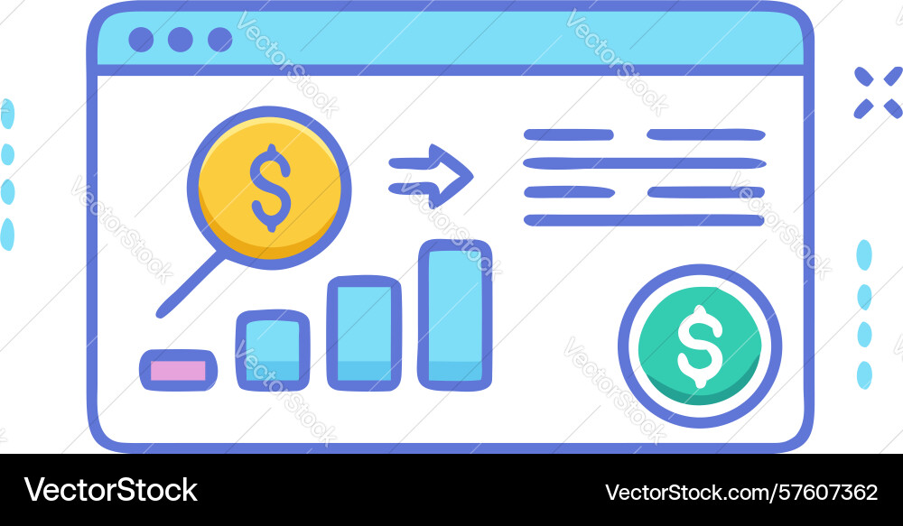 Financial dashboard interface data visualization vector image
