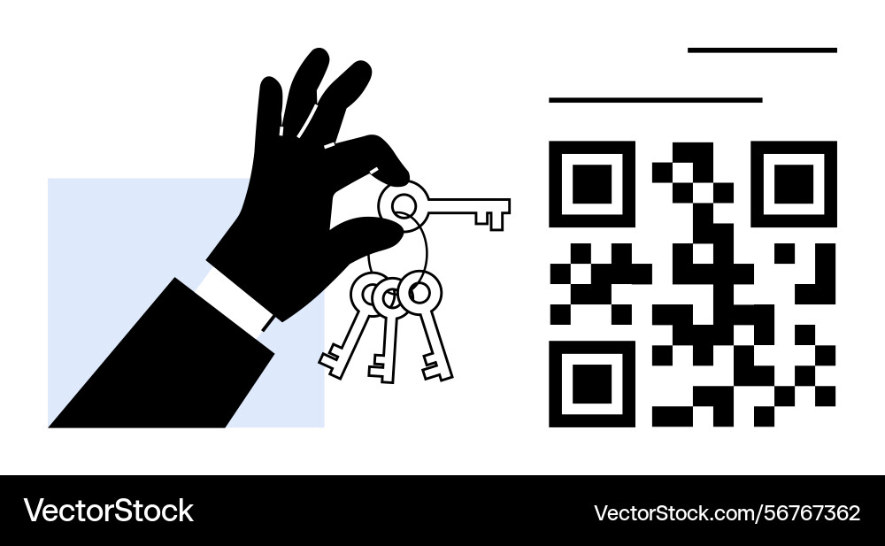 Hand holding keychain with multiple keys next Hand holding keychain with multiple keys next Vector Image