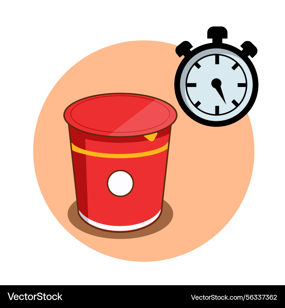 Tutorial how to cook instant cup noodle step 4 Vector Image