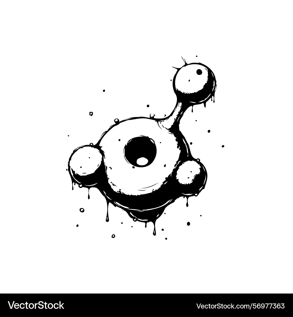 Abstract of a molecular structure with dripping Vector Image