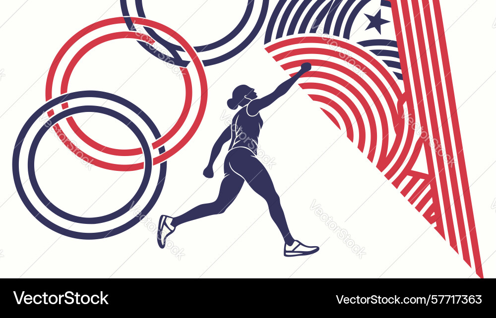 Dynamic runner with olympic ring elements vector image