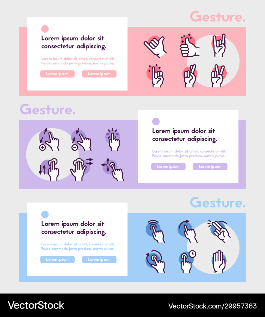 Gesture color linear icon set editable stroke Gesture color linear icon set editable stroke vector image