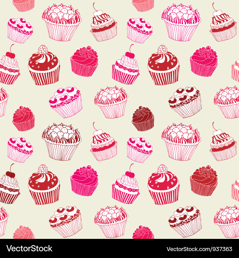 Süße Cupcake Muster Vektorbild