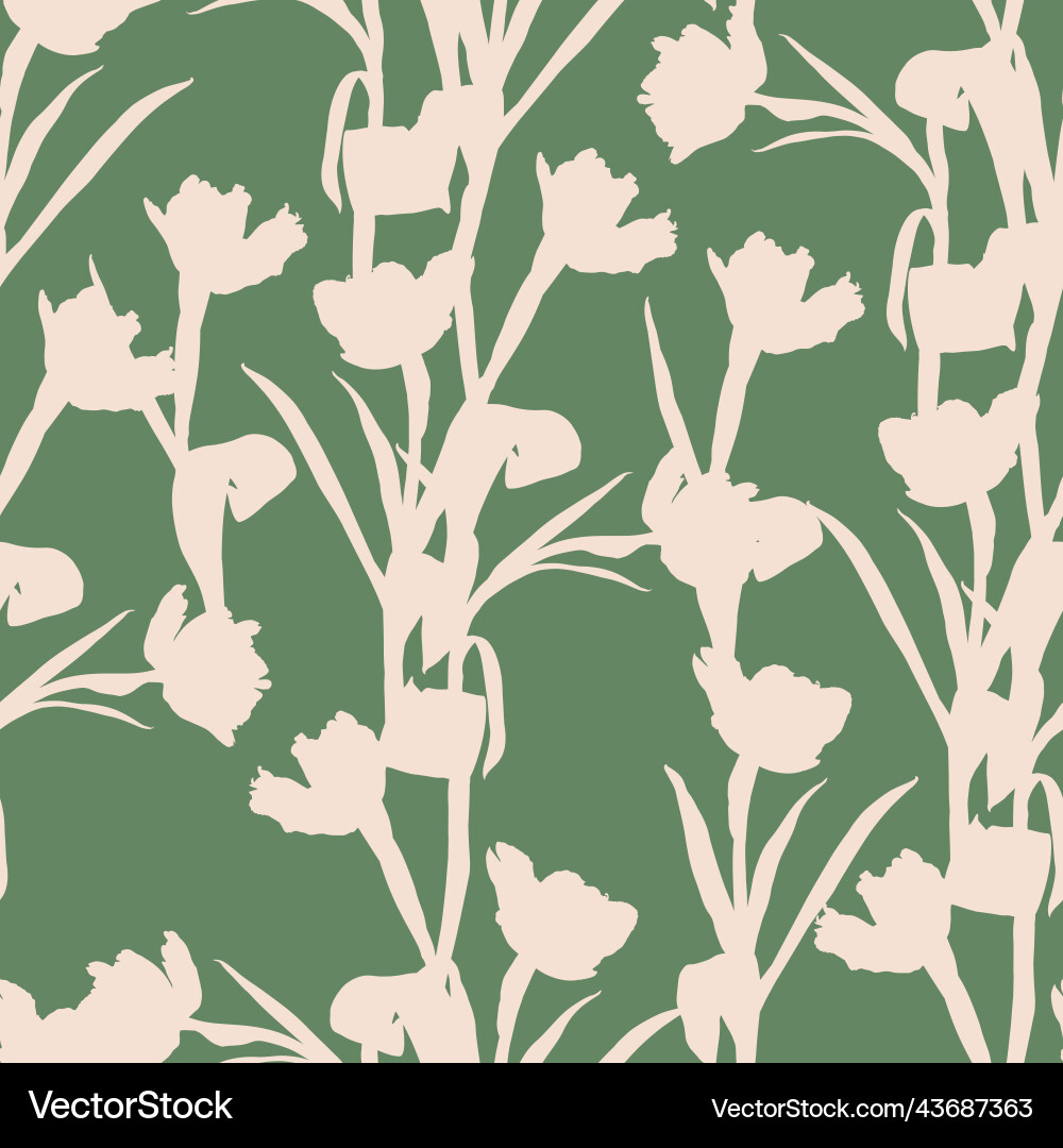 Seamless delicate pattern with spring line tulips vector image