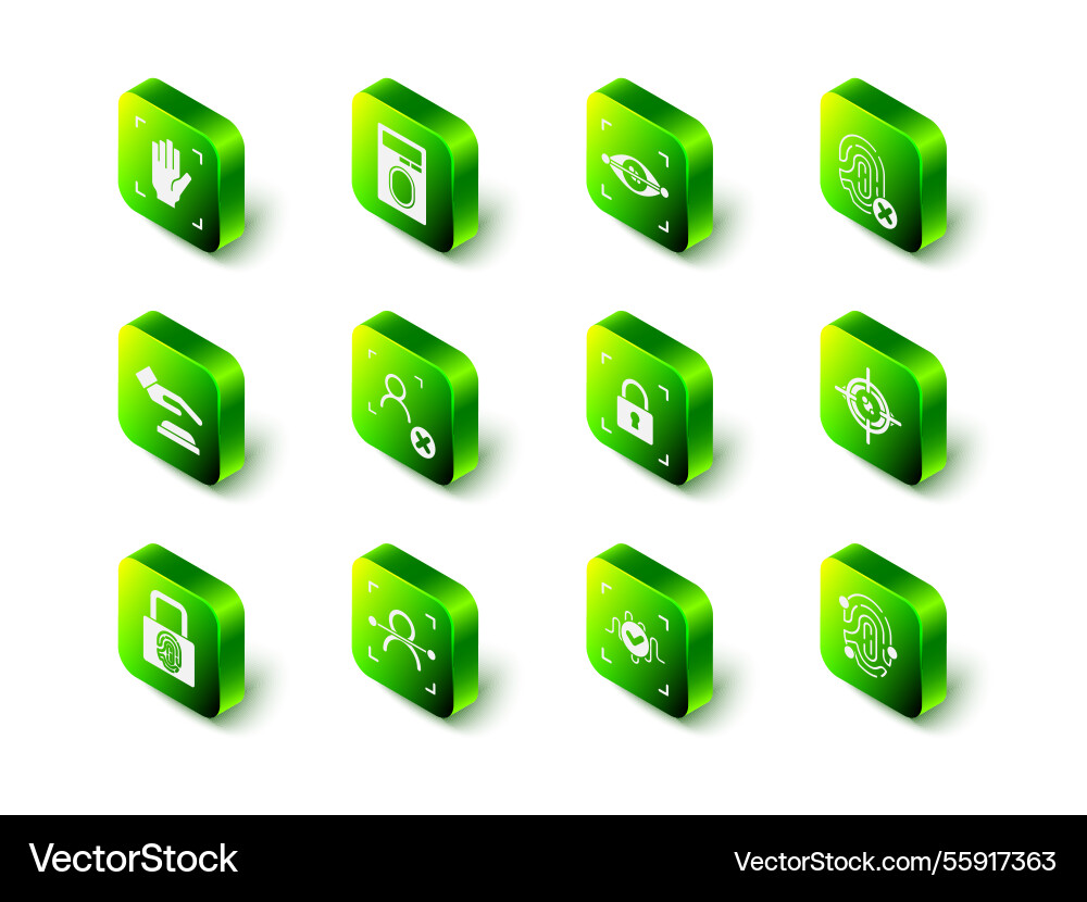 Set fingerprint with lock eye scan rejection Set fingerprint with lock eye scan rejection vector image