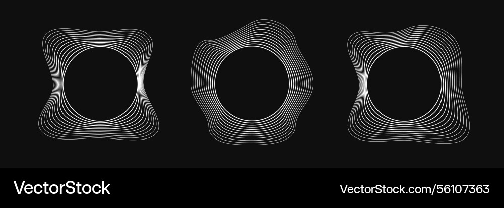 Set of round curved frames with dynamic wavy Vector Image