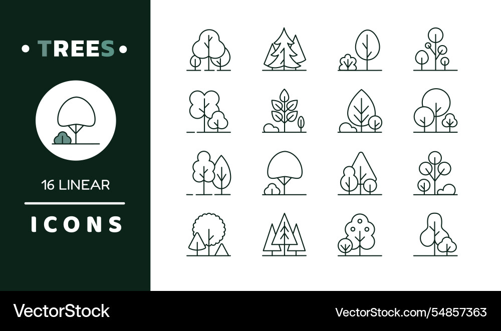 Tree Line Icons - Forest & Park Vektorbild