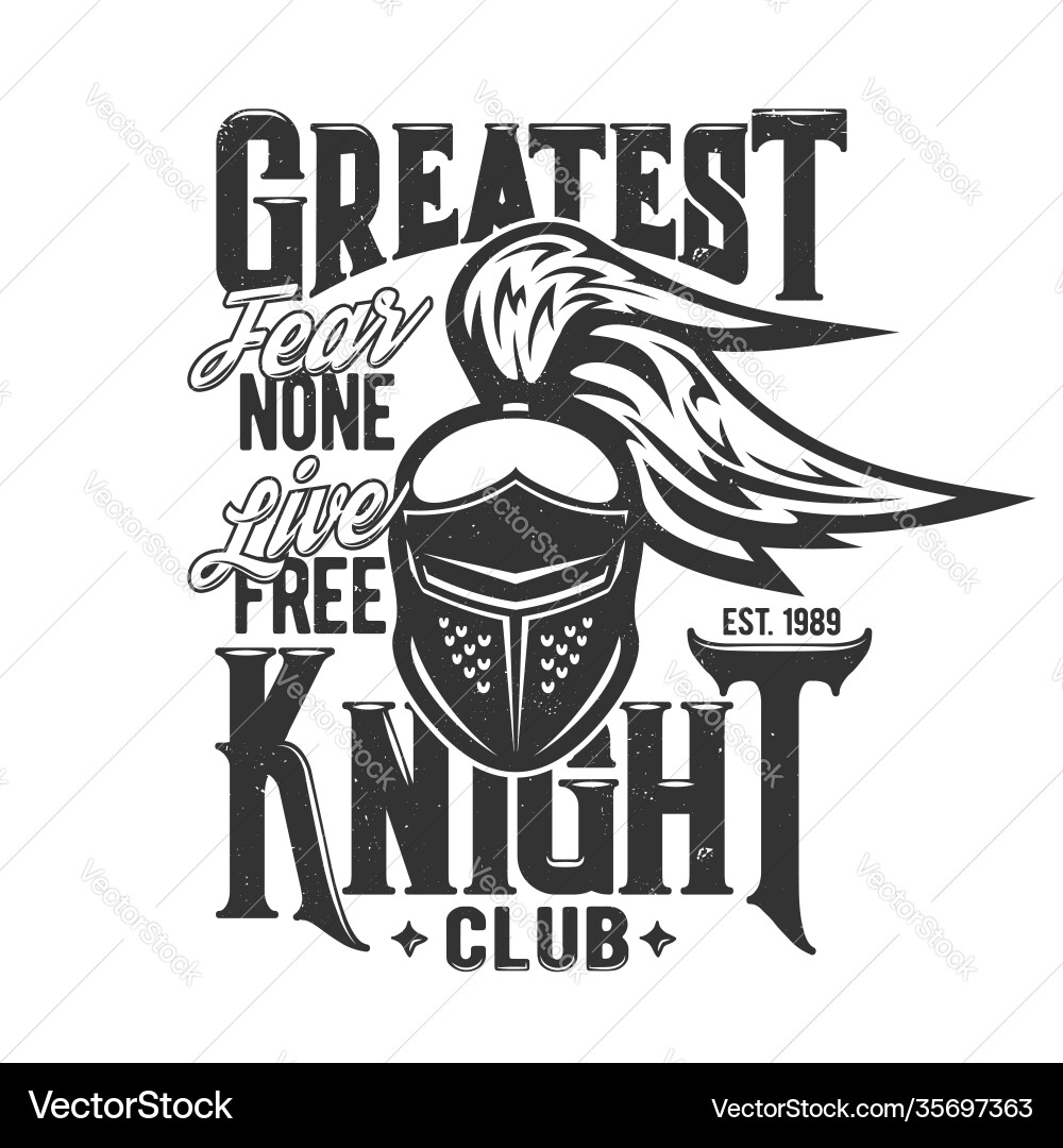 Tshirt print with knight head mascot design Tshirt print with knight head mascot design Vector Image