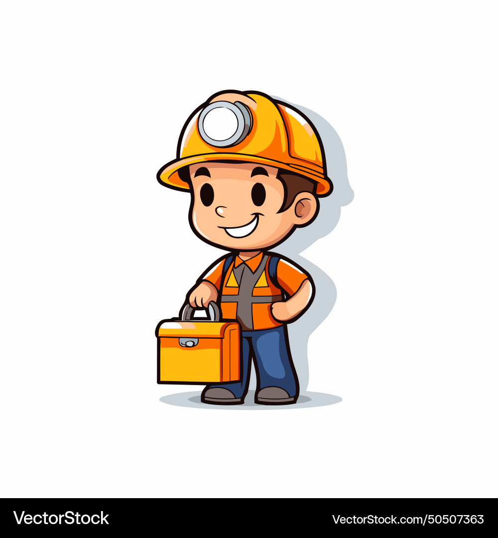 Worker with toolbox character on white background Vector Image