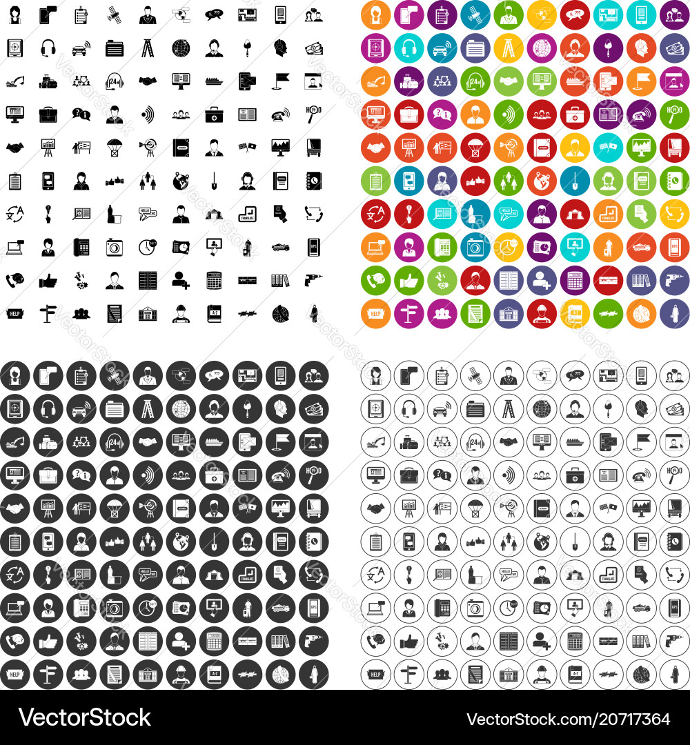 100 assistant icons set variant 100 assistant icons set variant vector image