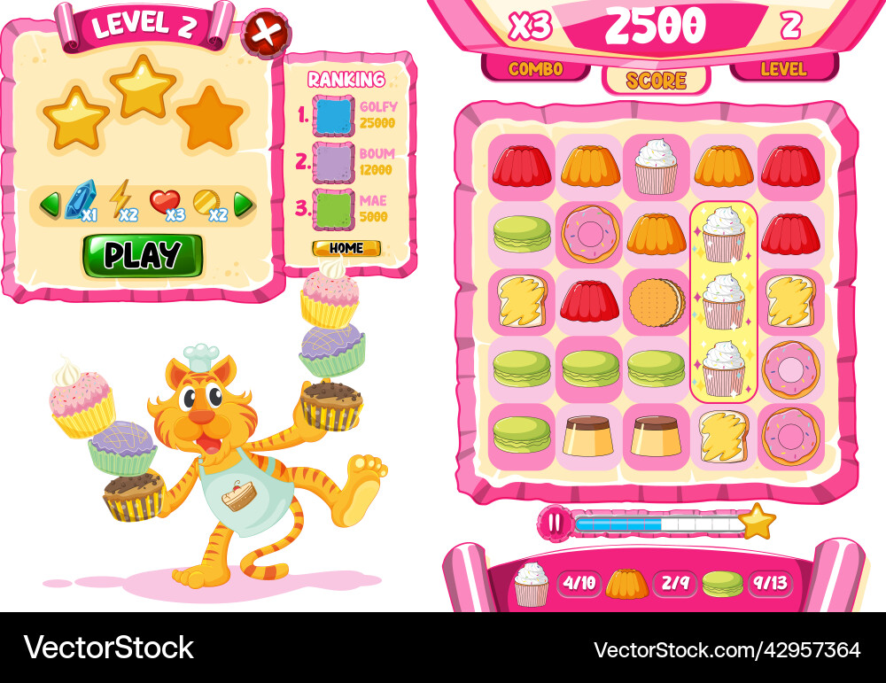A game background template with elements vector image