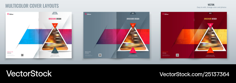 Brochure template layout design with triangles Brochure template layout design with triangles Vector Image