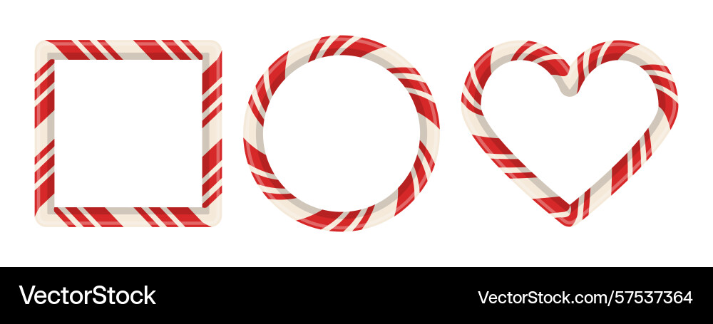 Candy cane frame set with red stripe pattern Candy cane frame set with red stripe pattern vector image