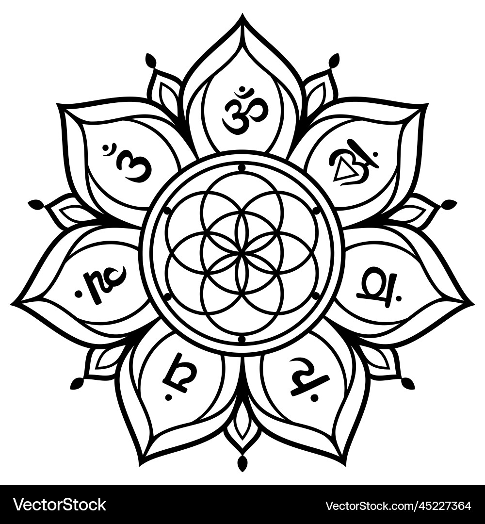 Chakra Muster Blume des Lebens Mandala mit Chakras Chakra Muster Blume des Lebens Mandala mit Chakras vektorbild