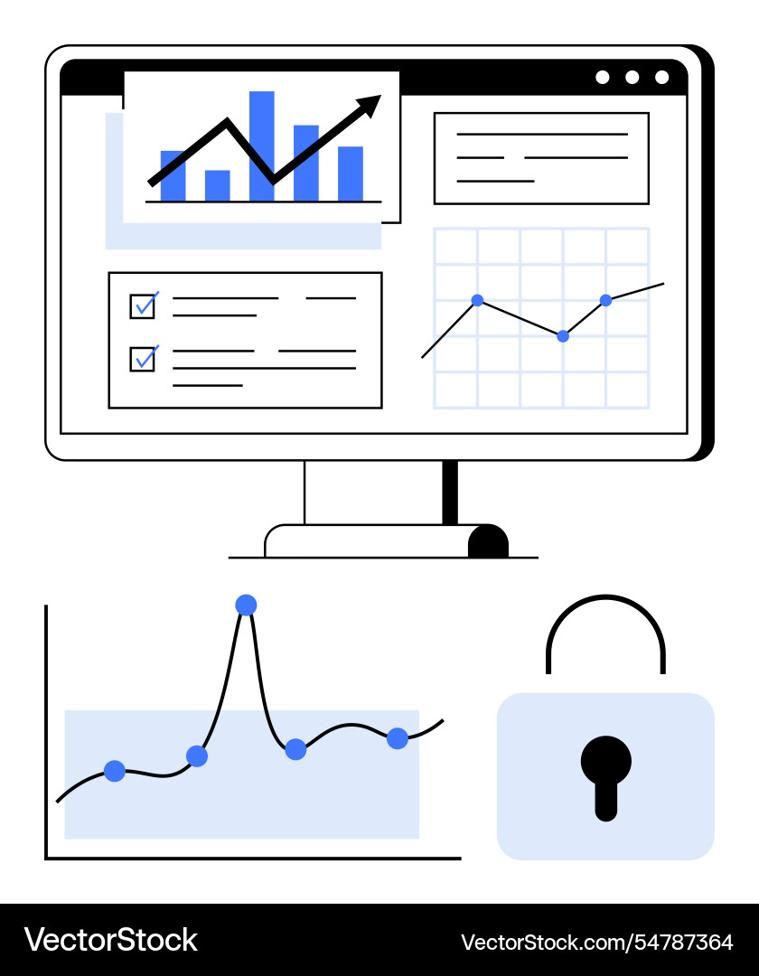 Data security and analysis concept with charts Data security and analysis concept with charts vector image