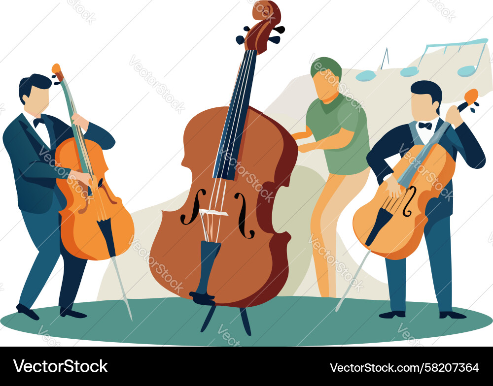 Musical Ensemble Playing String Instruments Vector Image