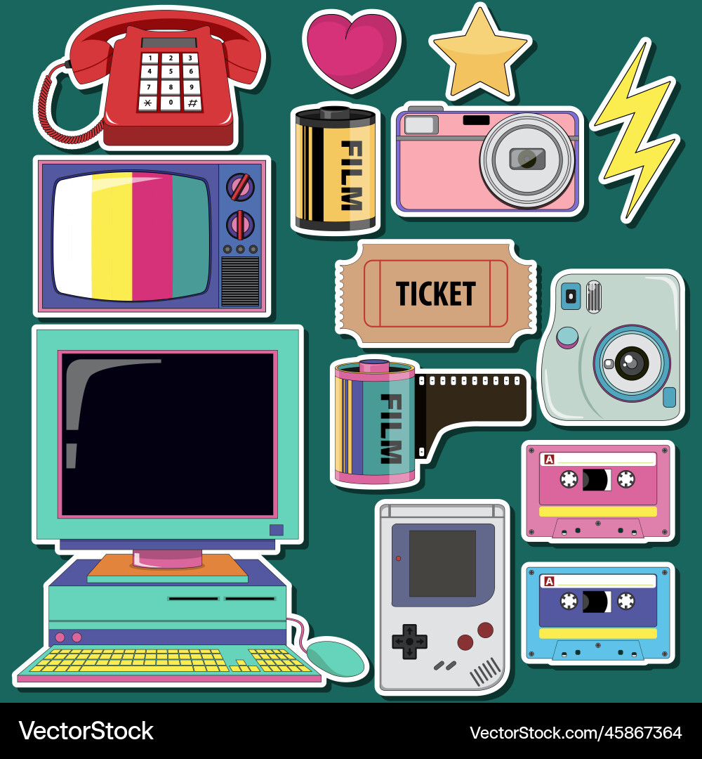 Retro objects and elements set Retro objects and elements set vector image