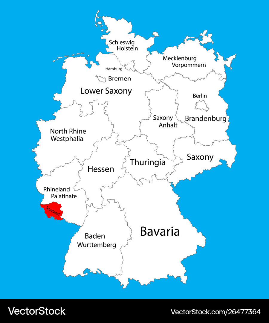 Saarland Bundeslandkarte Deutsch Provinz Silhouette Saarland Bundeslandkarte Deutsch Provinz Silhouette vektorbild