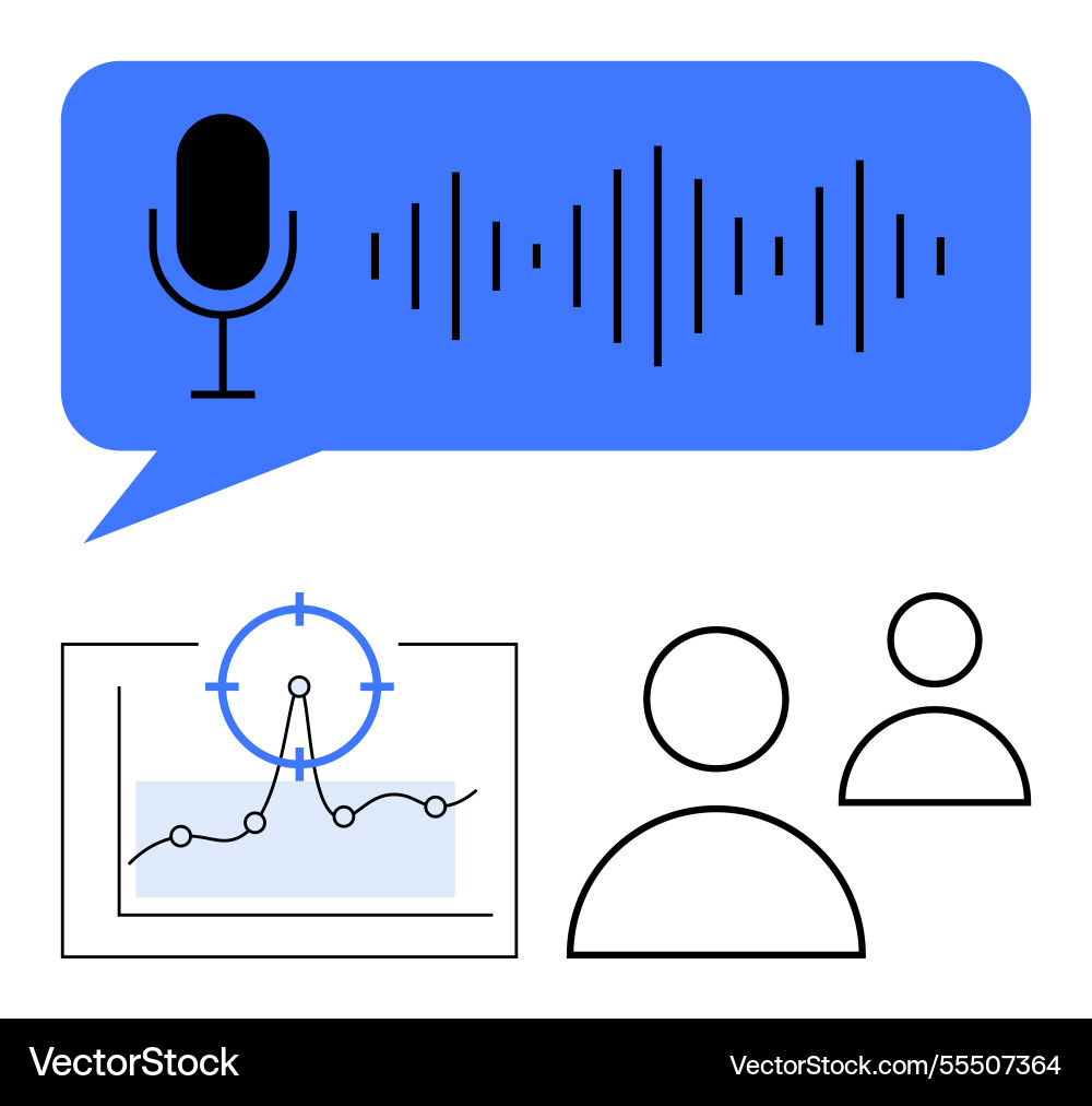 Voice recognition data analysis and team Voice recognition data analysis and team vector image