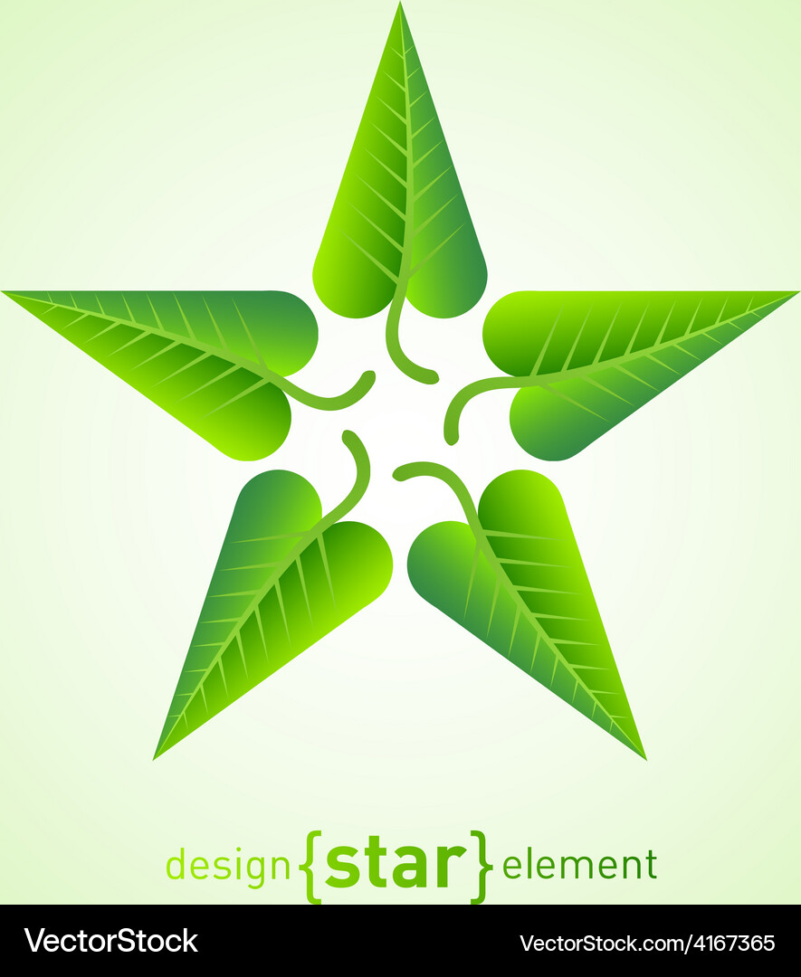 Abstract design element star with green spring Vector Image