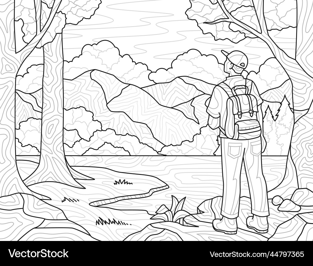 Hiking Coloring Pages Vector Images (over 330)