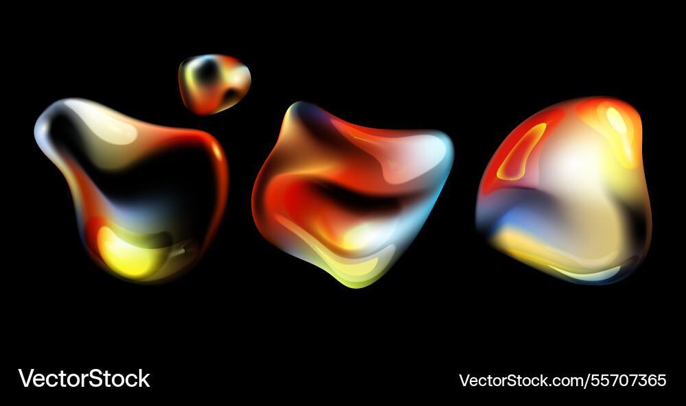 Glossy fluid blobs and bubbles with light Glossy fluid blobs and bubbles with light Vector Image