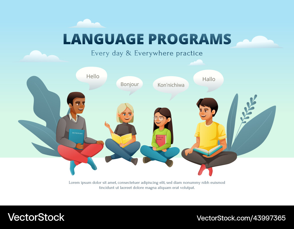 Language programs exchange background Language programs exchange background vector image