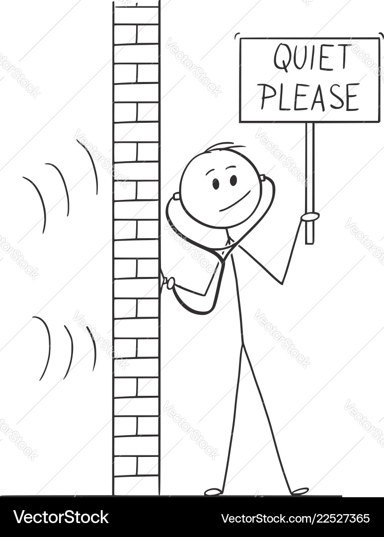 Man Listening Behind Wall - Spy Theme Vector Image