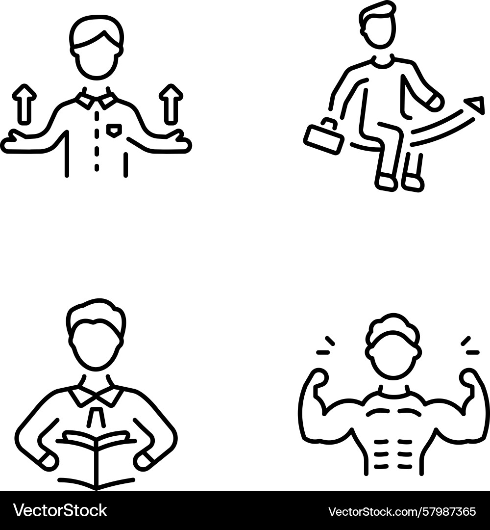 Set of personal development linear style icons Vector Image