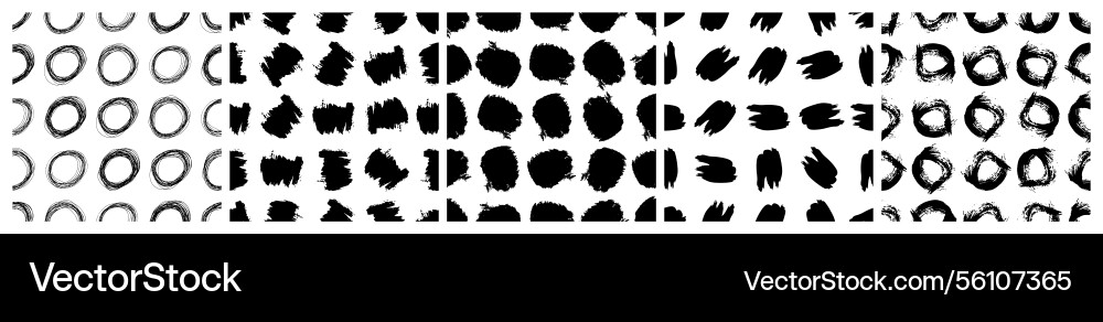 Set of seamless patterns with scribble smears Set of seamless patterns with scribble smears vector image