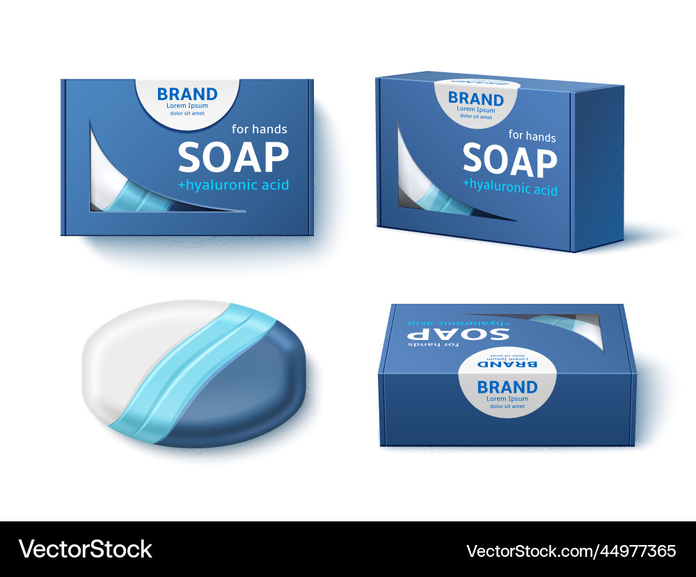 Soap bar package design realistic cardboard box Soap bar package design realistic cardboard box vector image