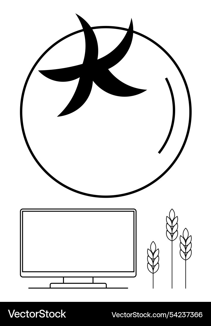 Abstract combination of a tomato computer monitor Vector Image