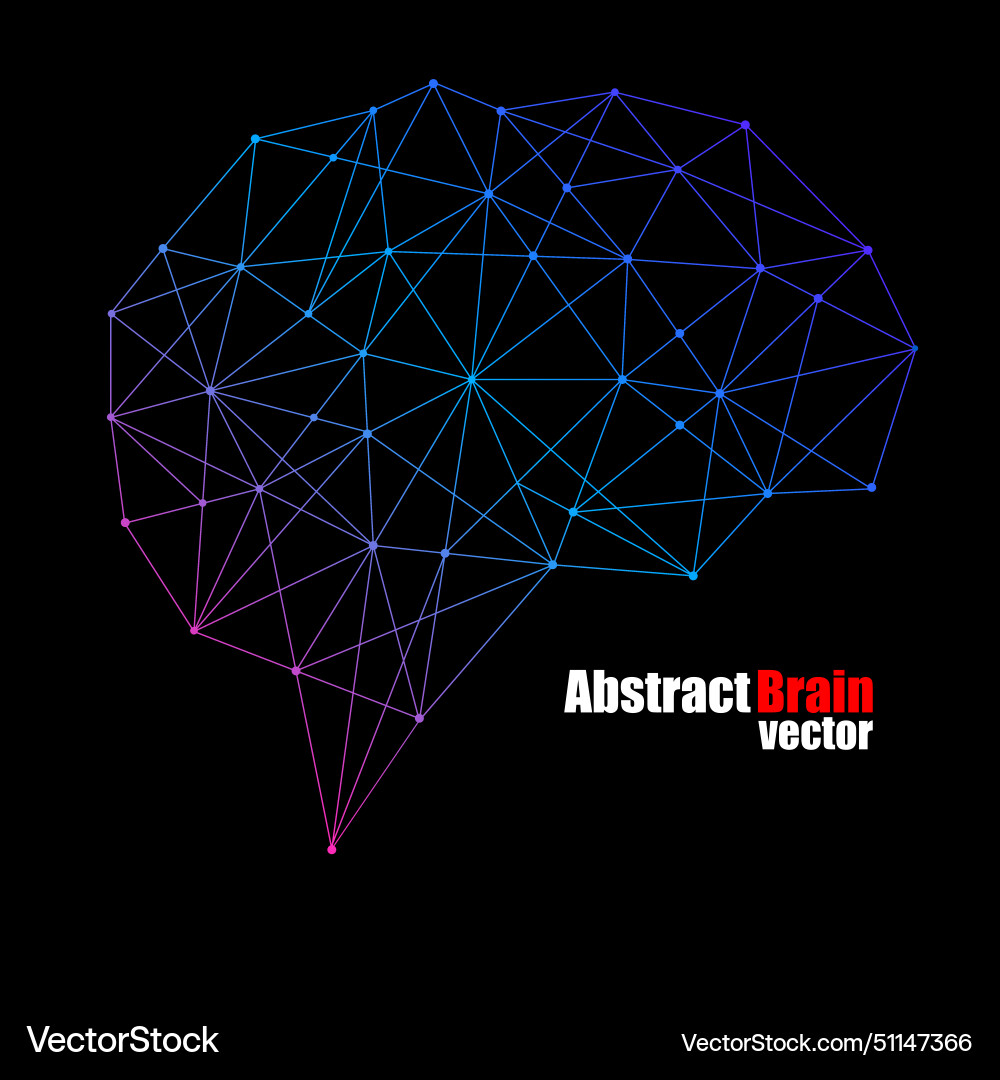 Abstract geometric brain with triangular polygons Vector Image