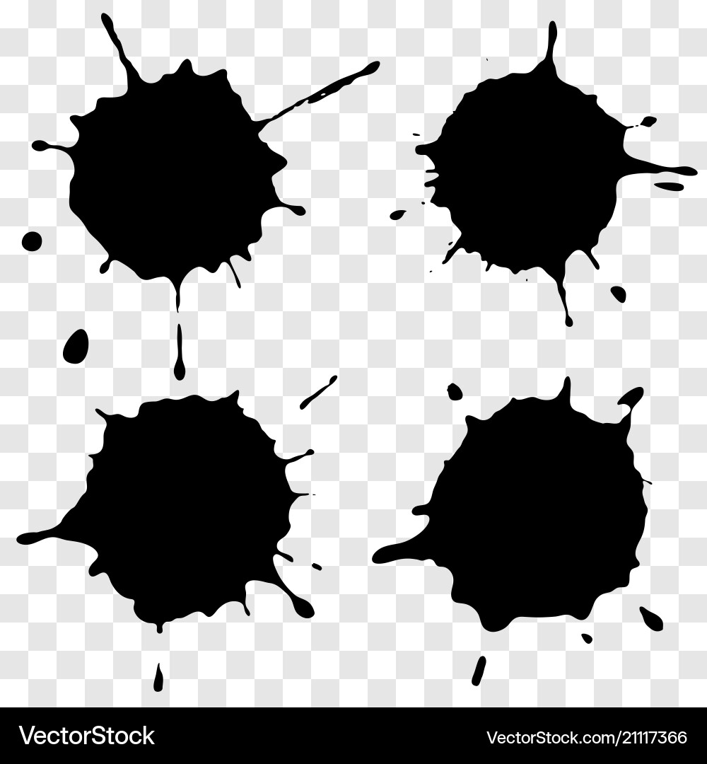 Black Smudges and Blobs on Transparent Background vector image