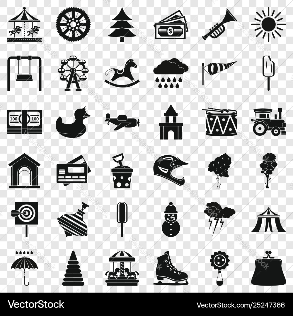 Children carousel icons set simple style Children carousel icons set simple style vector image