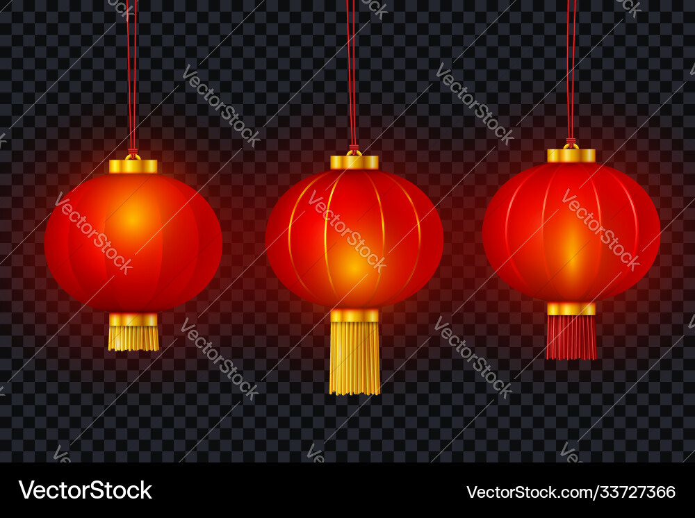 Chinese red paper glowing lantern Chinese red paper glowing lantern vector image