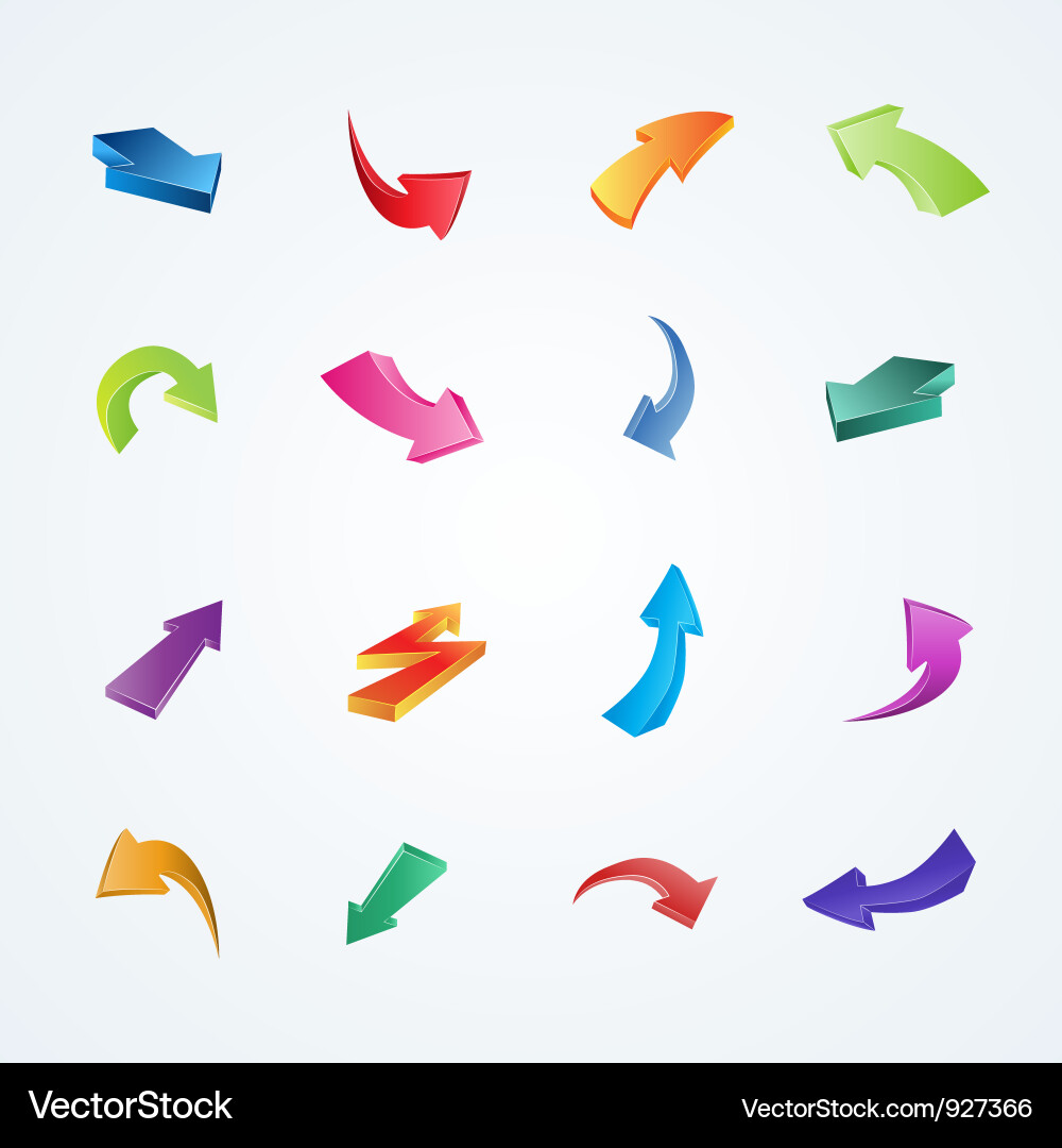 Colorful collection of 3d arrows Vector Image