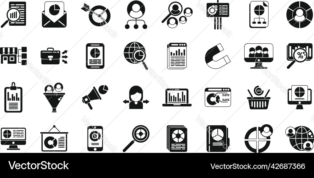 Market segmentation icons set simple Market segmentation icons set simple vector image