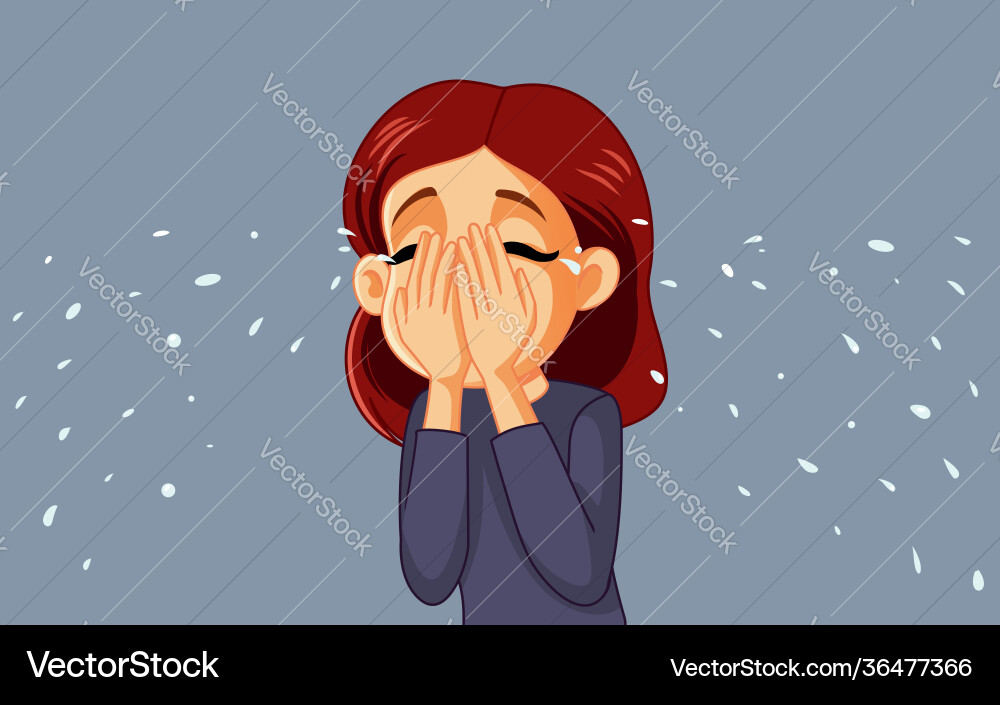 Traurige Frau weinend ihr Gesicht Traurige Frau weinend ihr Gesicht vektorbild